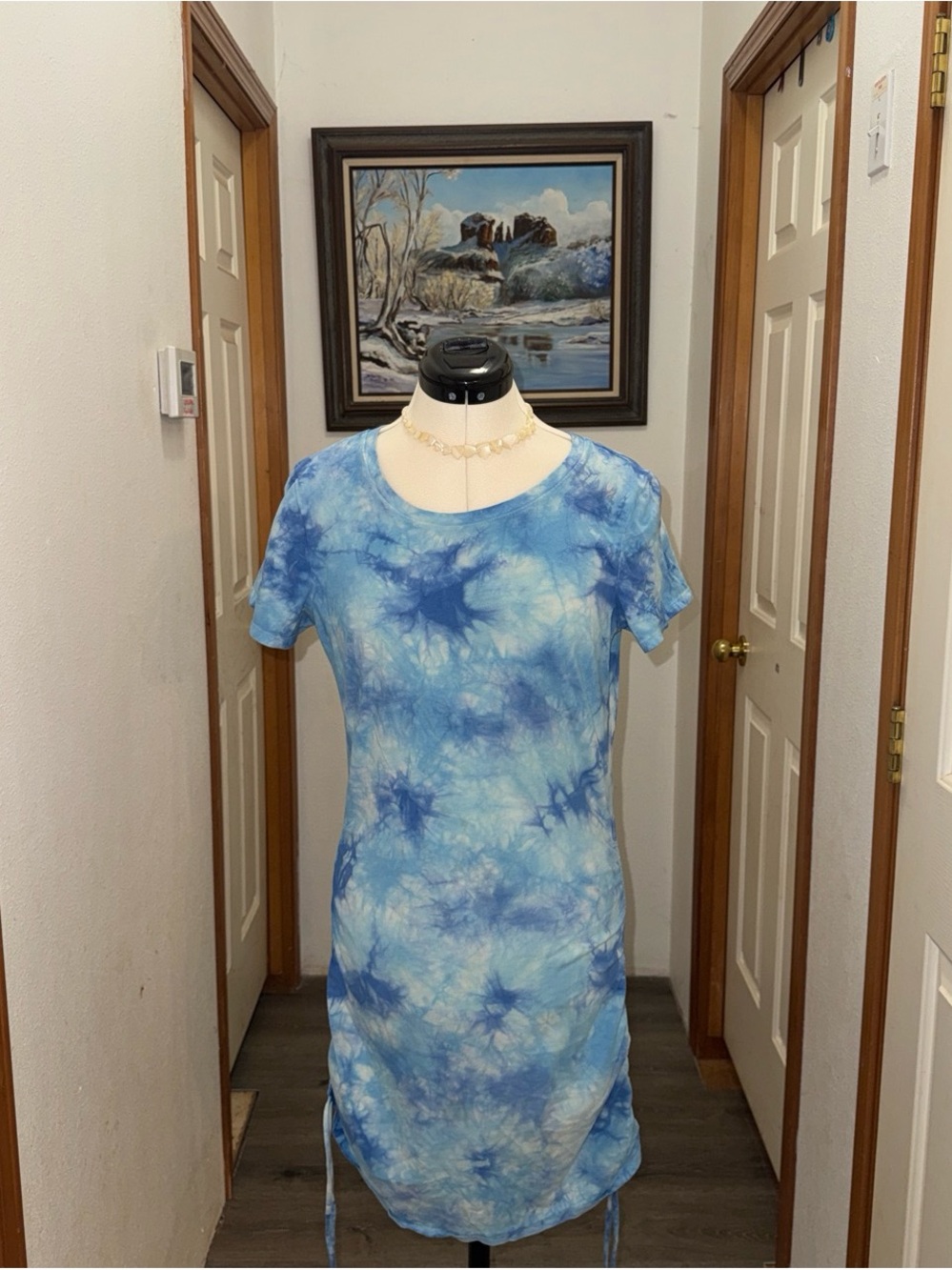 PINK Victoria's Secret Light Blue Tie-Dye Short Sleeve dress